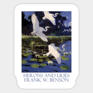 Herons and Lilies by Frank W. Benson Sticker